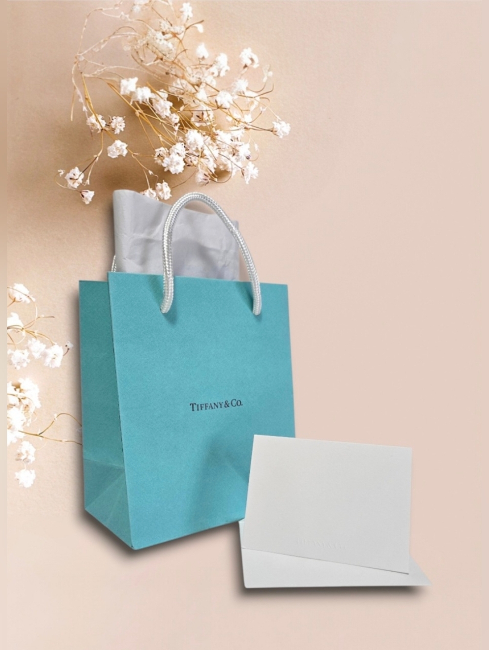 Tiffany & Co. Blue Gift Bag with Card and White Tissue Paper